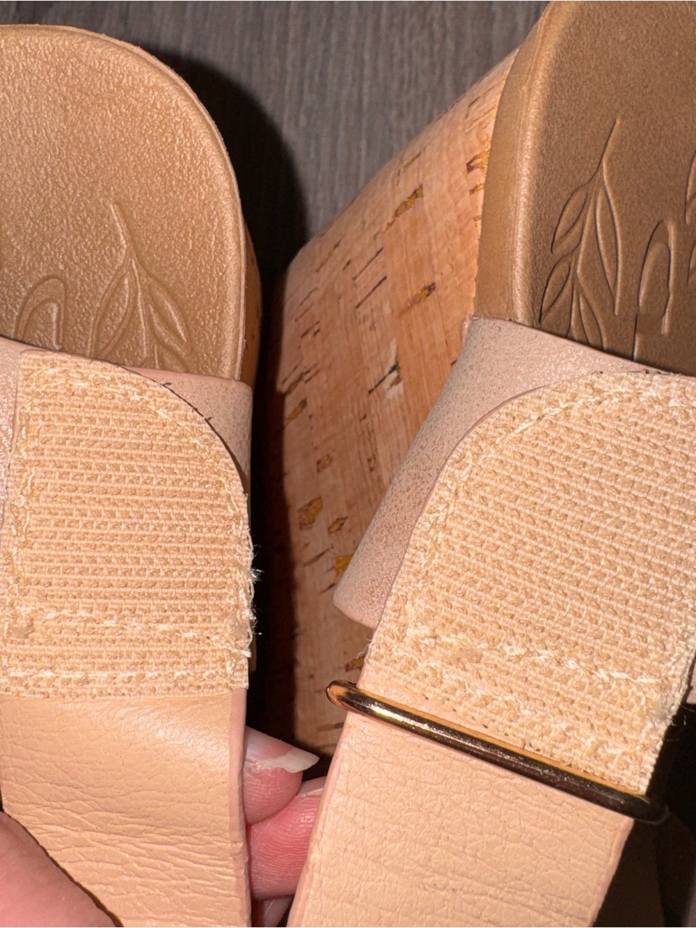 CL by Laundry Kingly Beige Tan nude shimmer Cork Wedge Sandals 9 - Picture 8 of 13